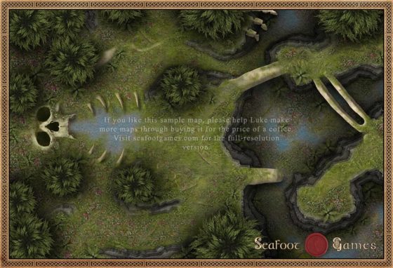 Download this Eternal’s Rest 30x20 TTRPG Battlemap & take your players deep within this forest, to resting place of a titan. Ready for VTTS & printing.
