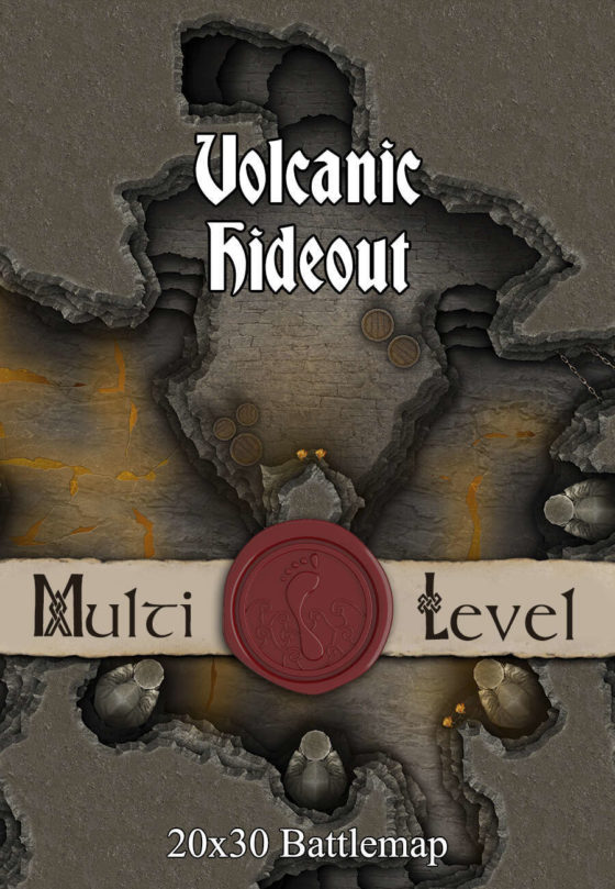Volcanic Hideout 30x20 TTRPG Battlemap
