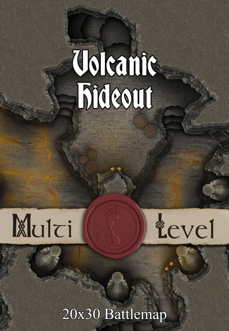 Volcanic Hideout 30x20 TTRPG Battlemap