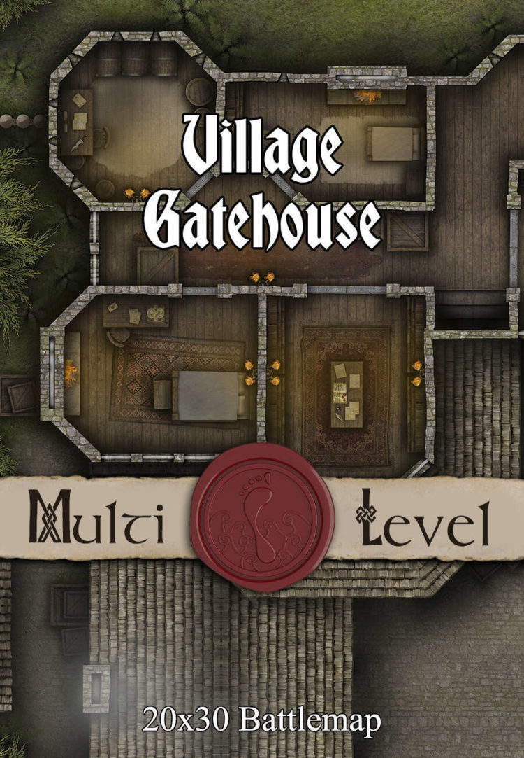 Village Gatehouse 30x20 TTRPG Battlemap