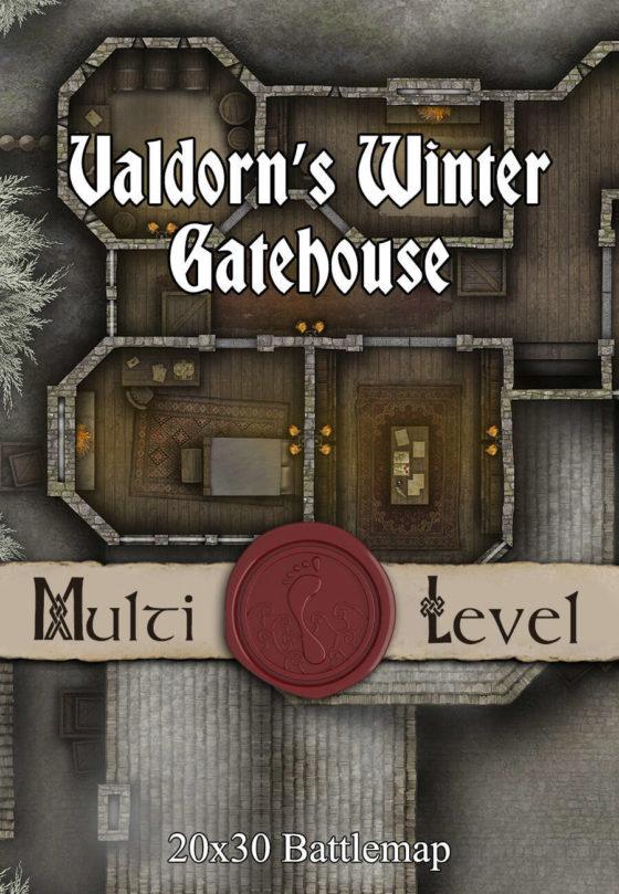Valdorn’s Winter Gatehouse 30x20 TTRPG Battlemap