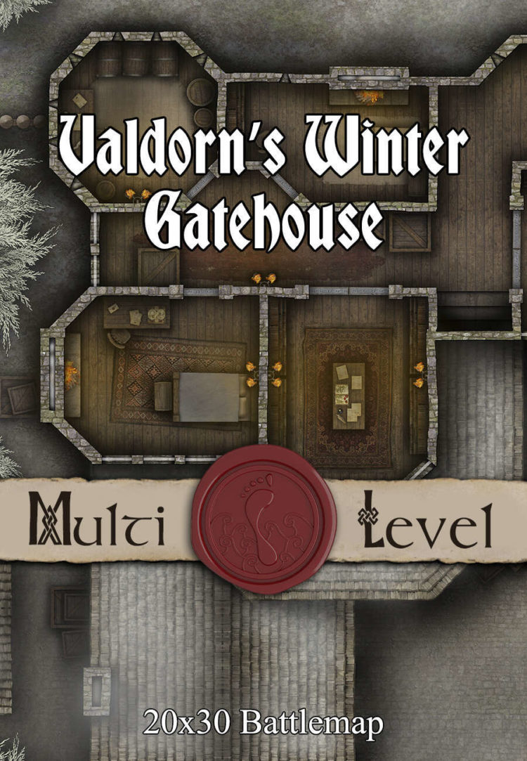 Valdorn’s Winter Gatehouse 30x20 TTRPG Battlemap