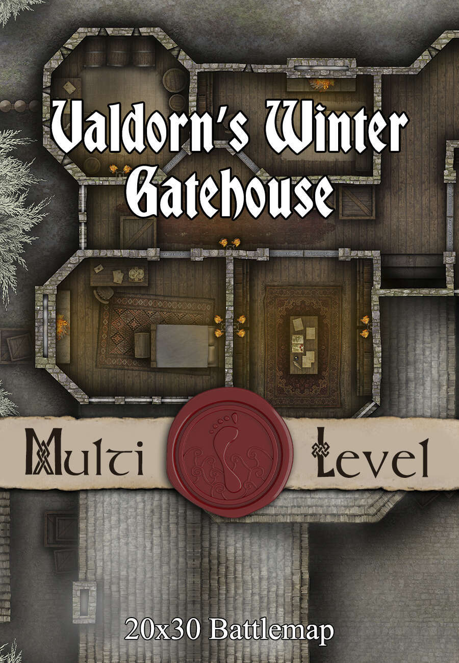 Valdorn’s Winter Gatehouse 30x20 TTRPG Battlemap