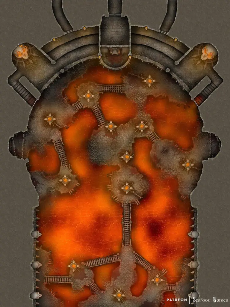 Free TTRPG battlemap of an Infernal Arena