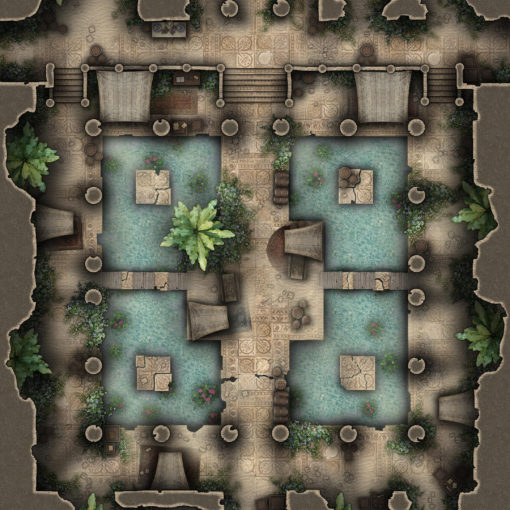 Free TTRPG Battlemap - Raider's Ruined Temple of the Lost Ark •