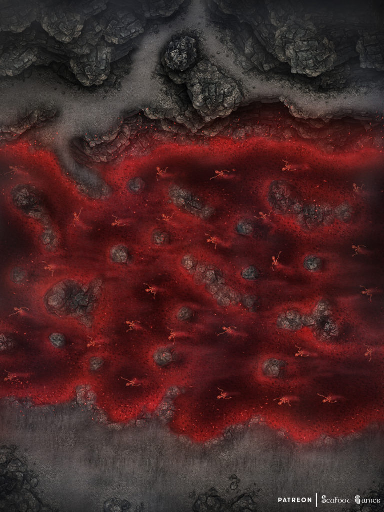 Free TTRPG battlemap of the Crimson River Styx
