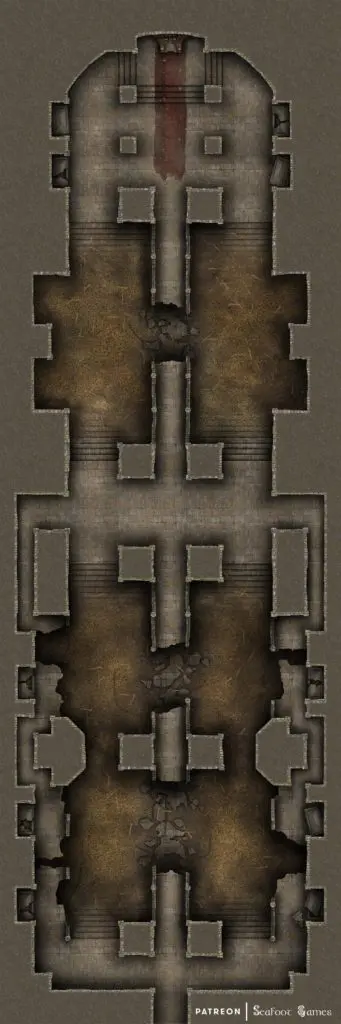 Free TTRPG battlemap of a Crypt of the Bone Tyrant