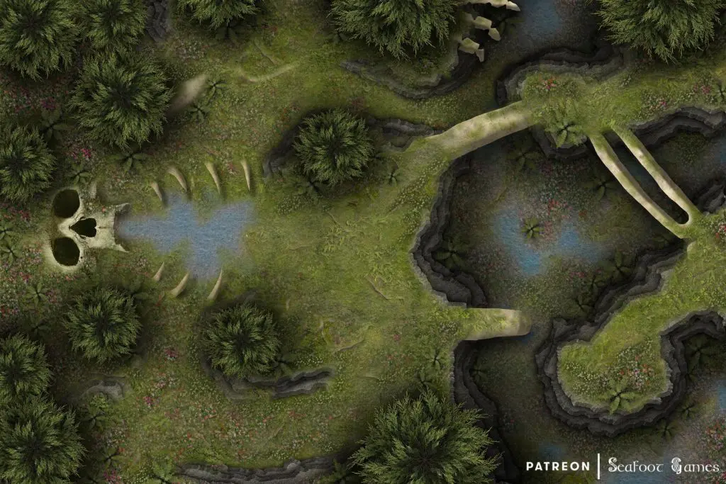 Free TTRPG battlemap of a Eternal’s Rest