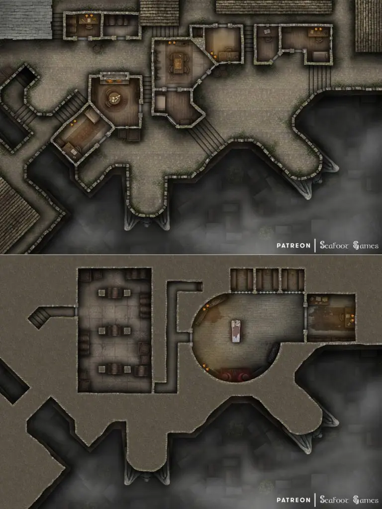 Free TTRPG battlemap of a Mad Professor’s Hideout