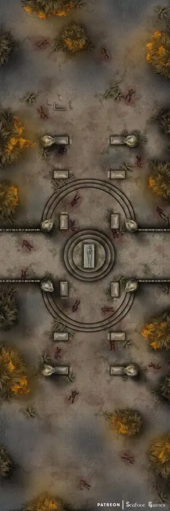 Free TTRPG battlemap of a Battle Over the Black Tomb