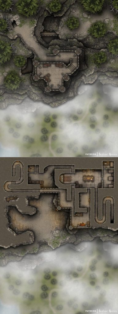 Free TTRPG battlemap of a Dragonriders Hold