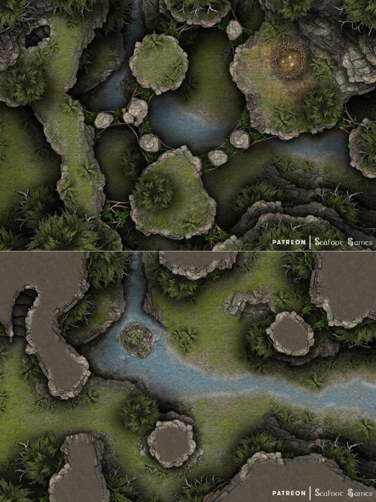 Free TTRPG battlemap of a Karako’s Nest