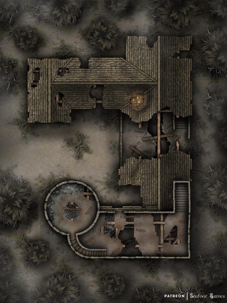 Free TTRPG battlemap of a Haunted Orphanage