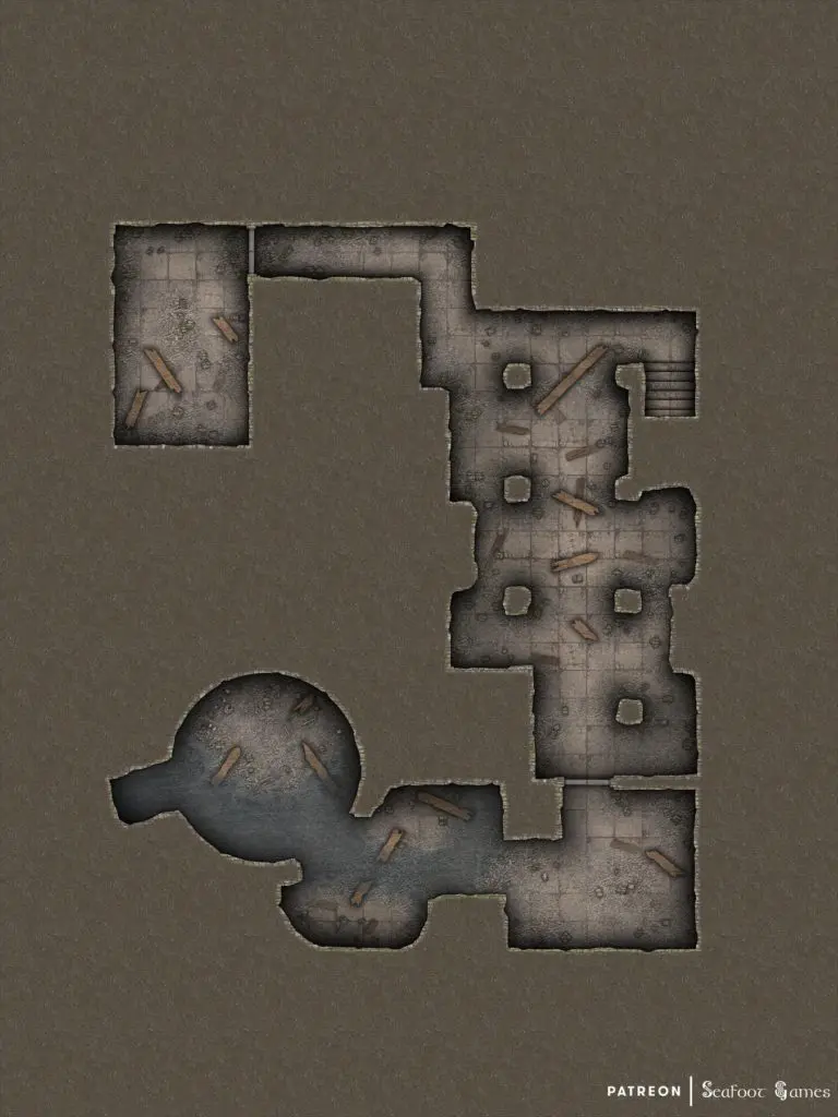 Free TTRPG battlemap of a Haunted Orphanage