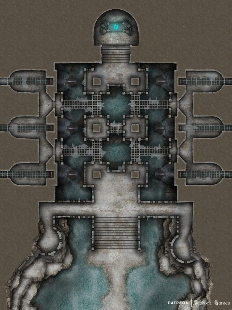 Free TTRPG battlemap of a Temple of the Frozen Heart