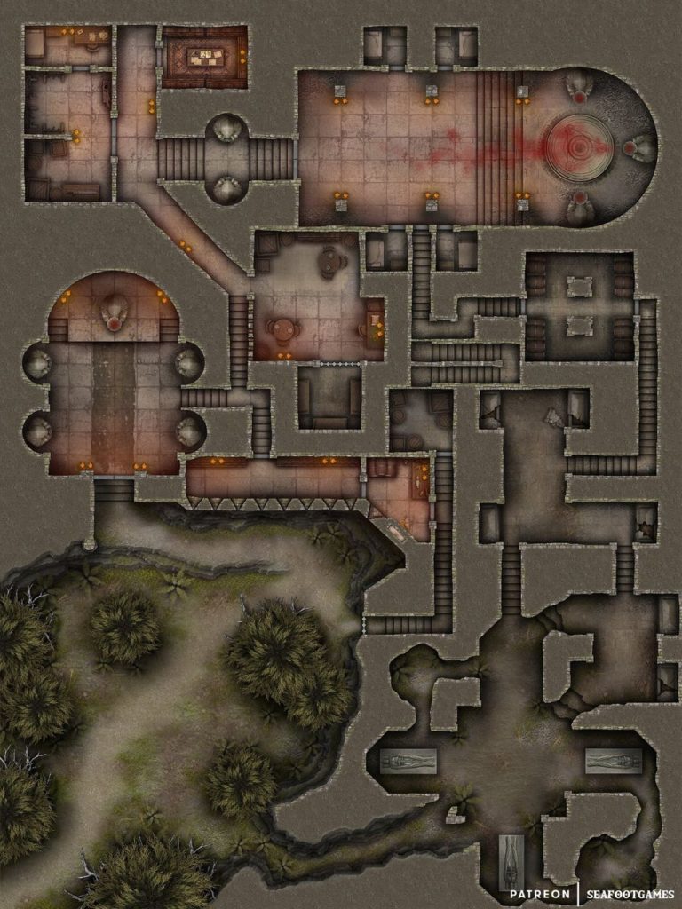 Free TTRPG battlemap of a The Dark Princes Temple