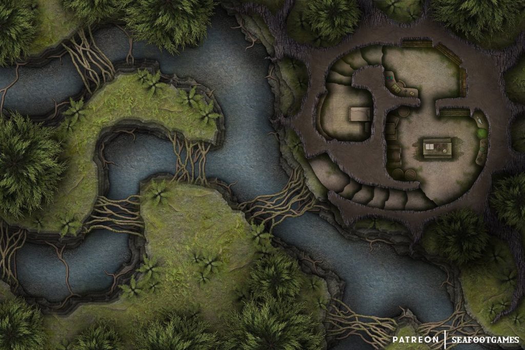 Free TTRPG battlemap of a Druid’s Abode