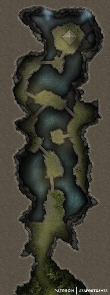 Free TTRPG battlemap of a Brindalwood Falls