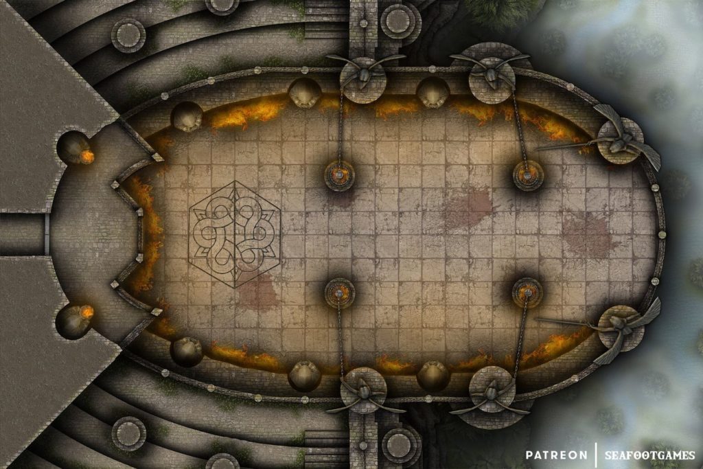 Free TTRPG battlemap of a Arena of Glory