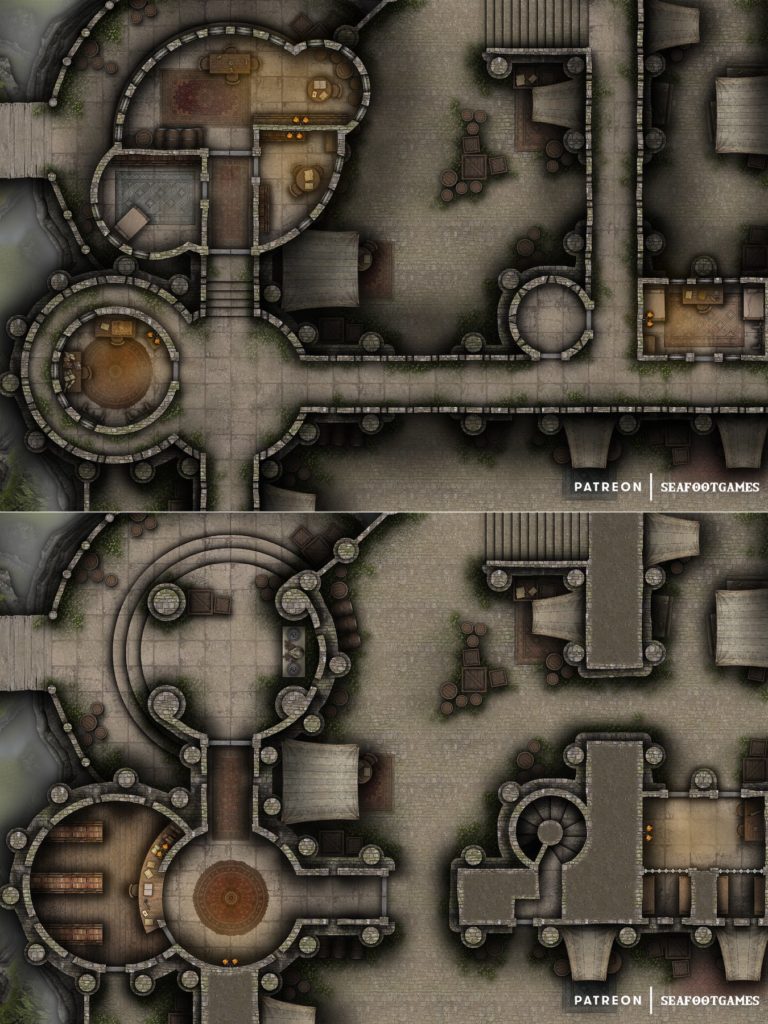 Free TTRPG battlemap of a Cliffton Castle