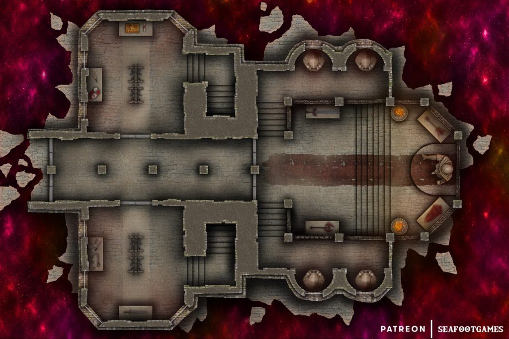 Free TTRPG battlemap of a God of War’s Vault