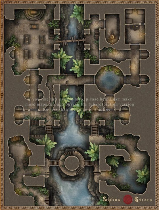 Free TTRPG Battlemap - Raider's Ruined Temple of the Lost Ark •