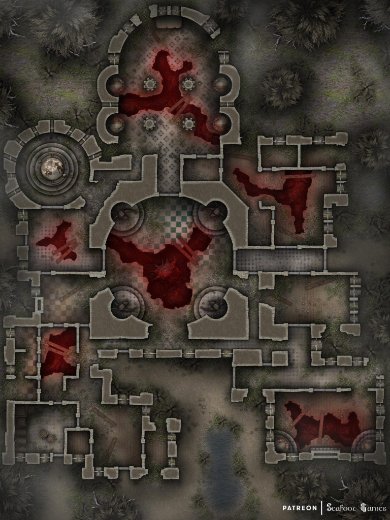 Free TTRPG battlemap of a The Living Manor