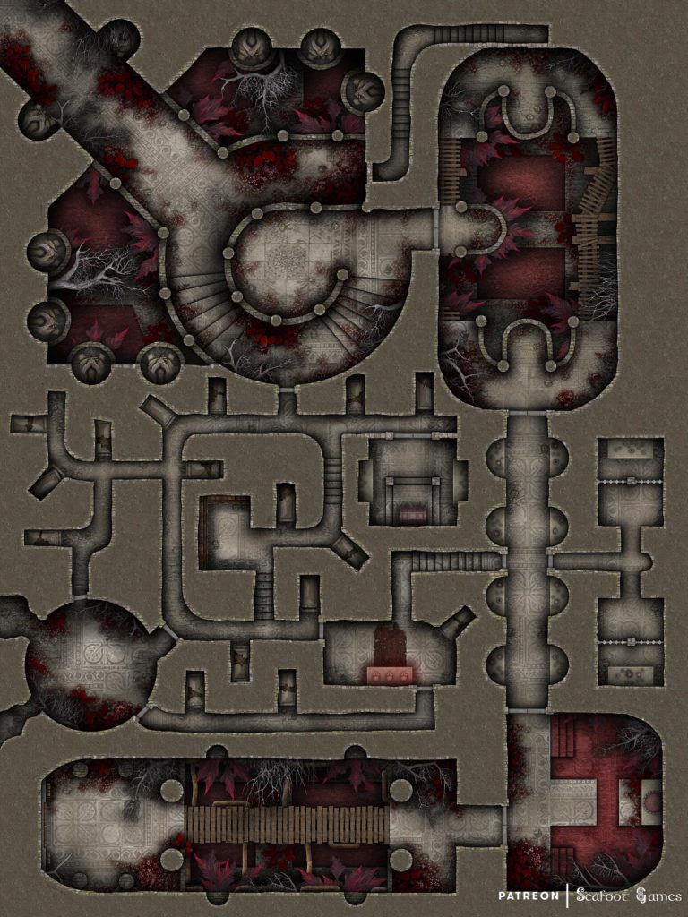 free TTRPG battlemap of this Corrupted Temple of Reflection