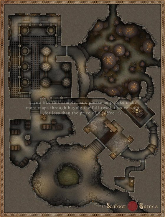 Overgrown Underdark Brewery 40x30 D&D Battlemap