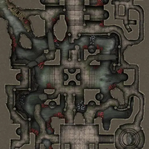 Free D&D battlemap of this Fisherman's Ruined Temple