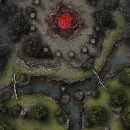 Free 40x30 D&D battlemap of Cursed Crystal of the Shadow