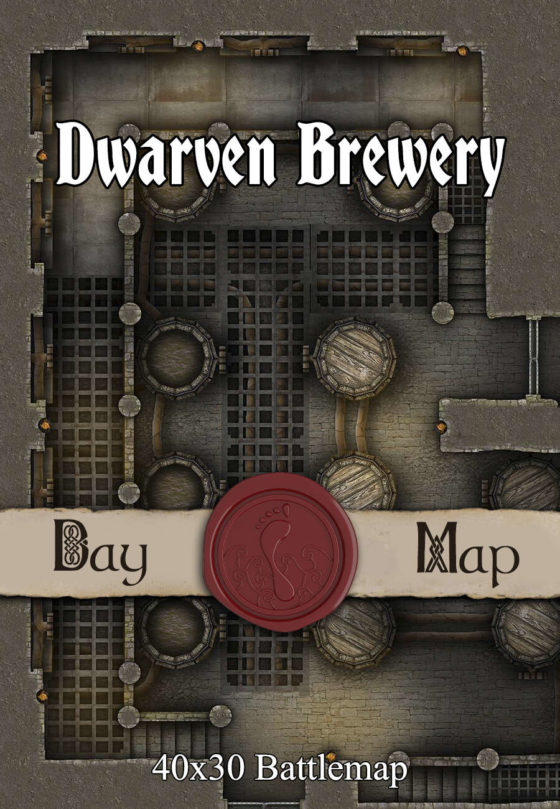 Dwarven Brewery 40x30 TTRPG Battlemap with Adventure