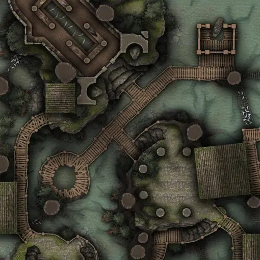 Free D&D battlemap of Mangrove Swamp Fishing Village