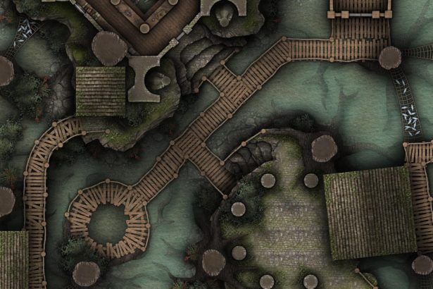 Free D&D battlemap of Mangrove Swamp Fishing Village