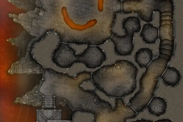 free D&D battlemap of this Burning Maximum Security Prison