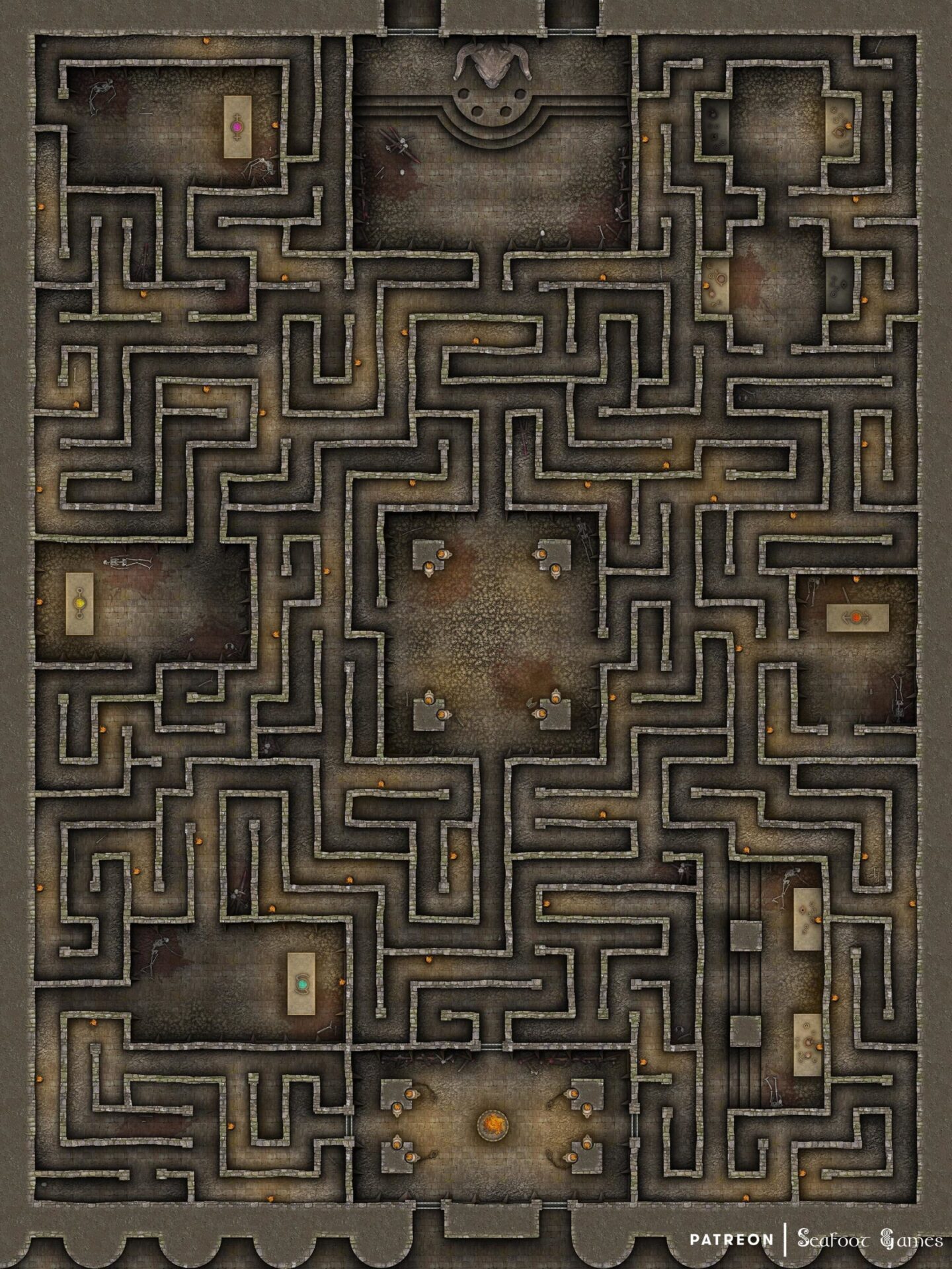 Free TTRPG Battlemap with Adventure – Minotaur's Maze