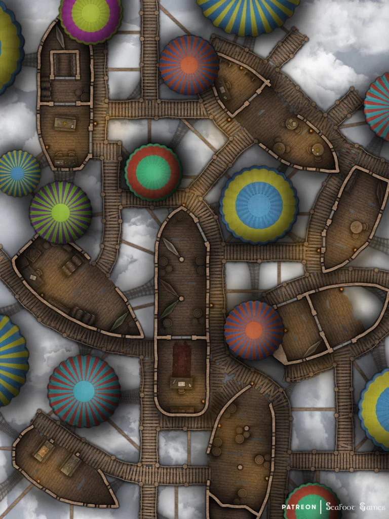 Free TTRPG map the Skyship Slums of Aeraveska