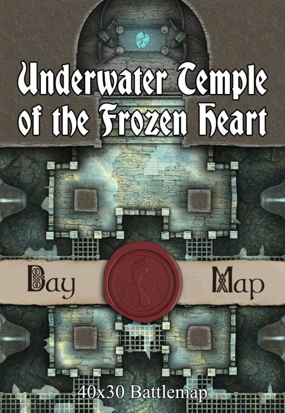 Underwater Temple of the Frozen Heart - 40x30 Battlemap