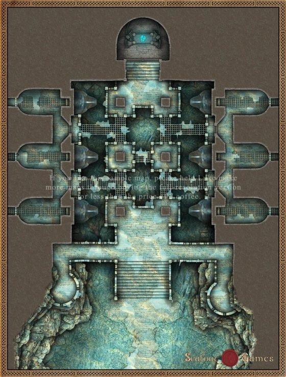 Underwater Temple of the Frozen Heart - 40x30 Battlemap