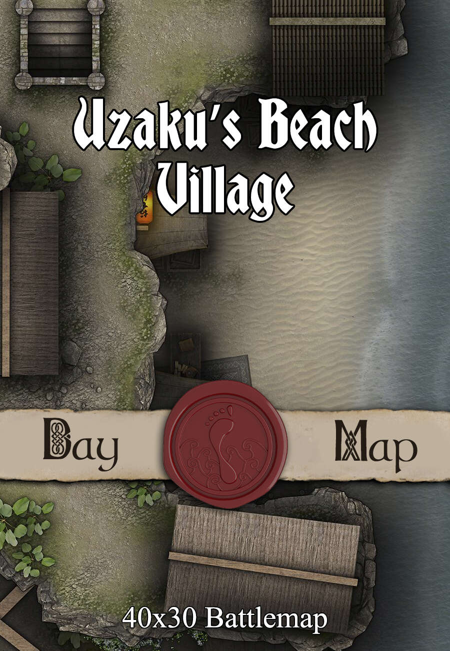 Uzaku’s Beach Village - 40x30 Multi-Level Battlemap