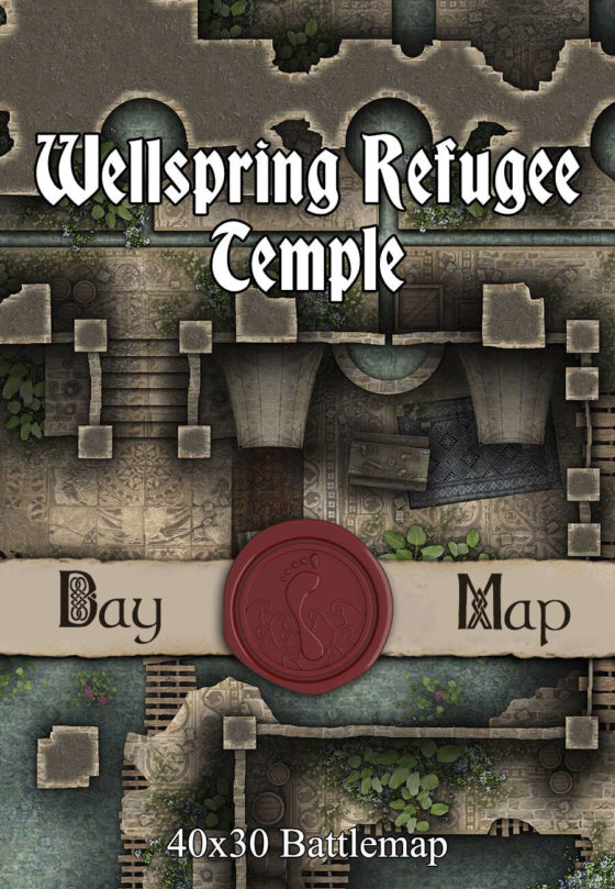 Wellspring Refugee Temple - 40x30 Battlemap with Adventure