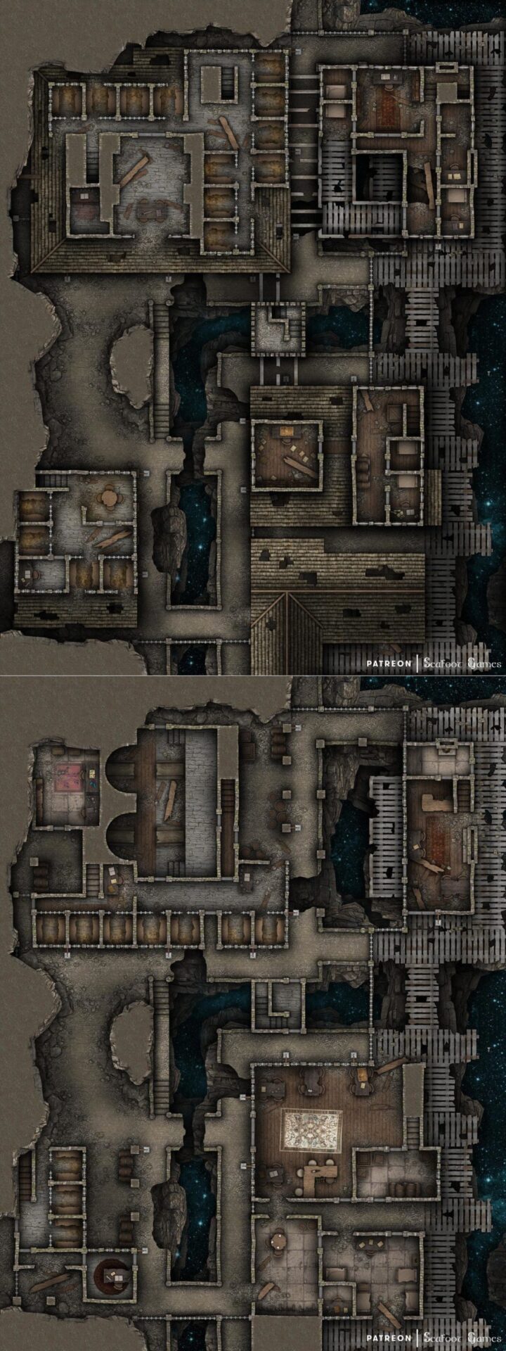 Ruins of Galak'Tol Dwarven Asteroid Internment Camp | Free Multi-Level TTRPG Battlemap with System-Agnostic Adventure