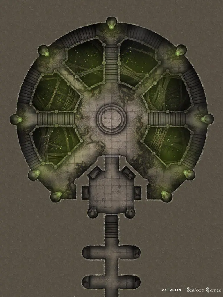 The Plague of Justice Free DnD Battlemap with Adventure, about a prisoner who was experimented on seeking revenge. VTT ready!