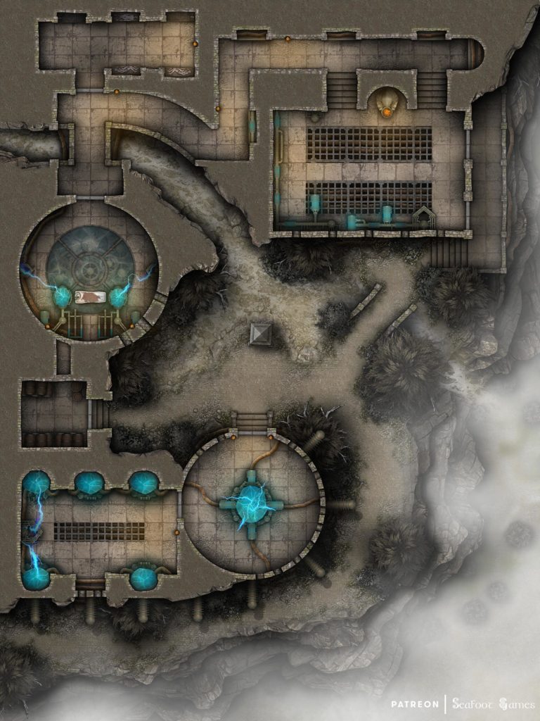 Reanimator's Clifftop Laboratory Free DnD Battlemap & Adventure
