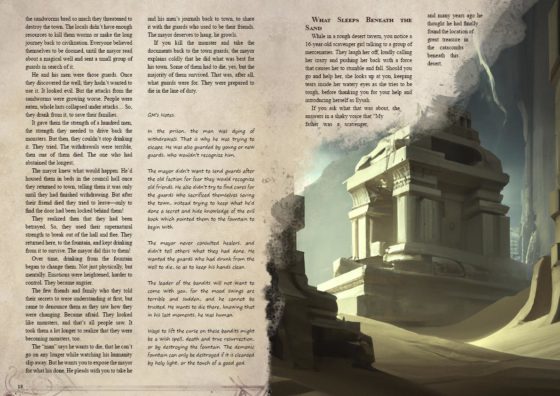 Sandworm Mesa Adventurer’s Guide by Seafoot Games - ruins of The Ancients revealed by a sandstorm