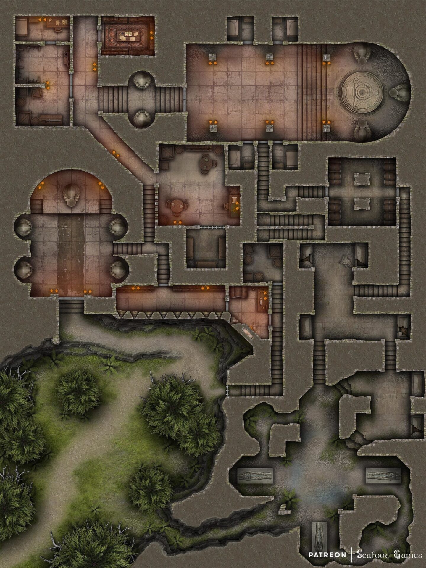 Temple at Tharmont Underground City 11x17 Printable RPG Map -  Canada  in 2023