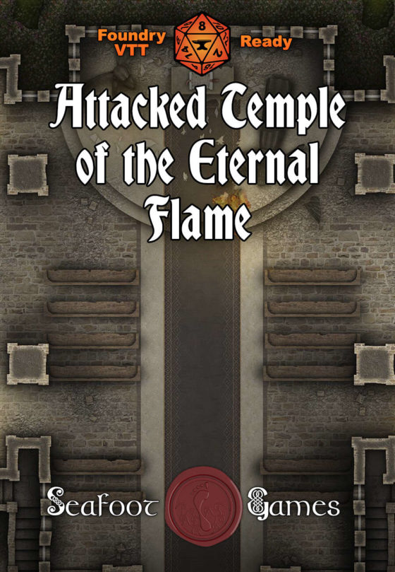 Attacked Temple of the Eternal Flame 40x30 Battlemap with Adventure (FoundryVTT Ready!)