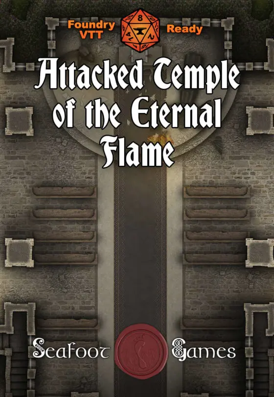 Attacked Temple of the Eternal Flame 40x30 Battlemap with Adventure (FoundryVTT Ready!)