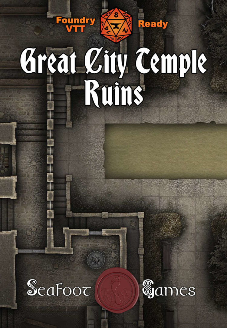 Great City Temple Ruins 40x30 Battlemap with Adventure (FoundryVTT Ready!)