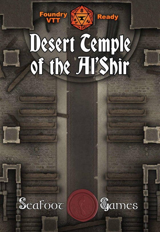 Desert Temple of the Al’Shir 40x30 Battlemap with Adventure (FoundryVTT Ready!)